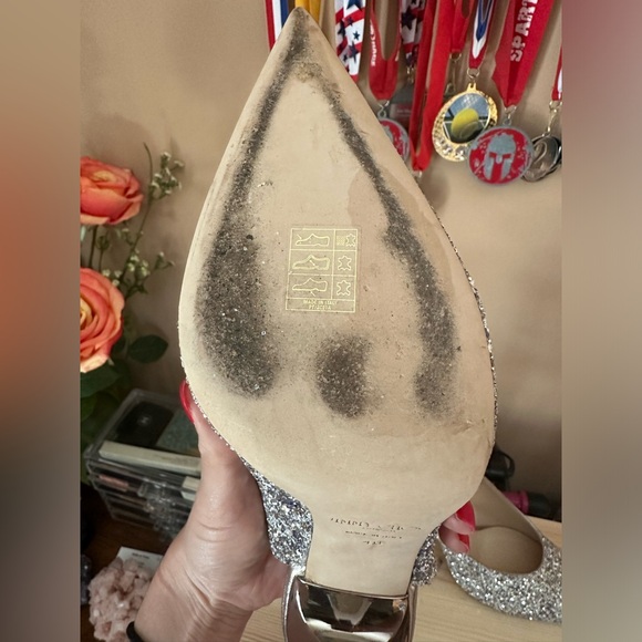 Jimmy Choo Erin 85 glitter slingback pumps silver - Picture 4 of 9